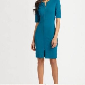 DVF Diane Von Furstenberg Teal Blue Saturn Stretch Jersey Dress Size 10